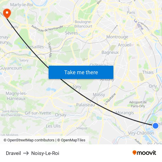 Draveil to Noisy-Le-Roi map