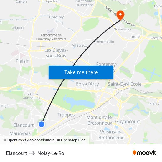 Elancourt to Noisy-Le-Roi map
