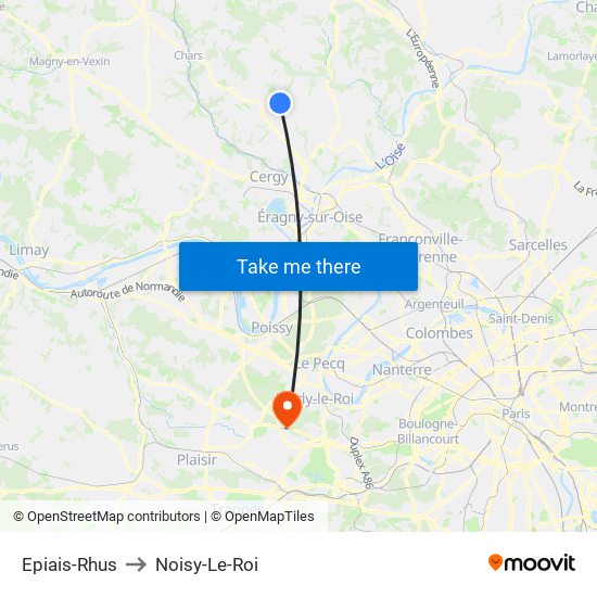 Epiais-Rhus to Noisy-Le-Roi map