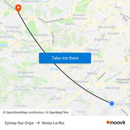 Epinay-Sur-Orge to Noisy-Le-Roi map