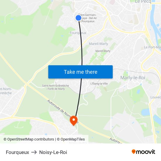 Fourqueux to Noisy-Le-Roi map