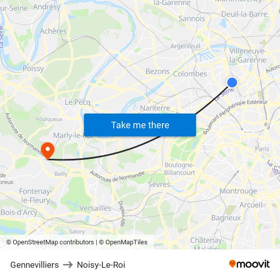 Gennevilliers to Noisy-Le-Roi map