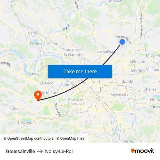 Goussainville to Noisy-Le-Roi map