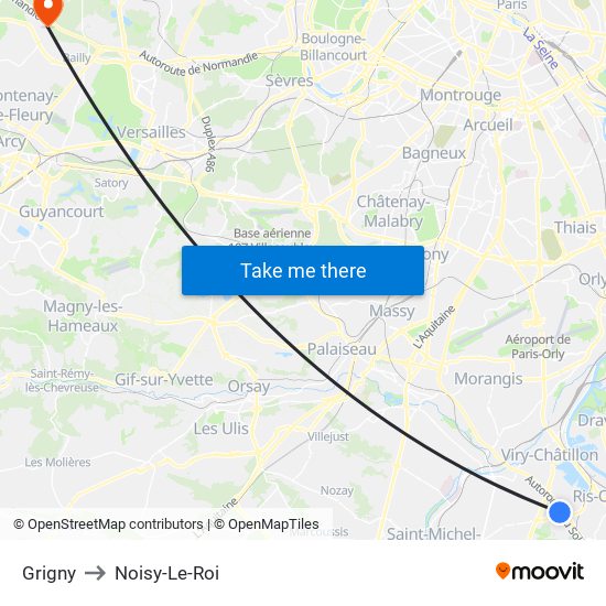 Grigny to Noisy-Le-Roi map