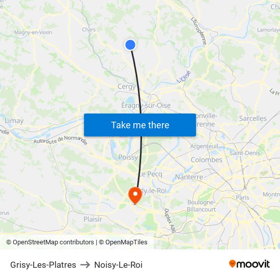 Grisy-Les-Platres to Noisy-Le-Roi map
