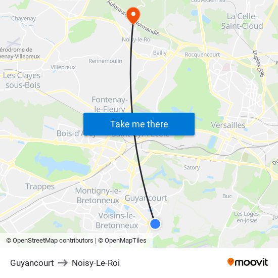 Guyancourt to Noisy-Le-Roi map