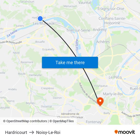 Hardricourt to Noisy-Le-Roi map