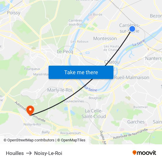 Houilles to Noisy-Le-Roi map