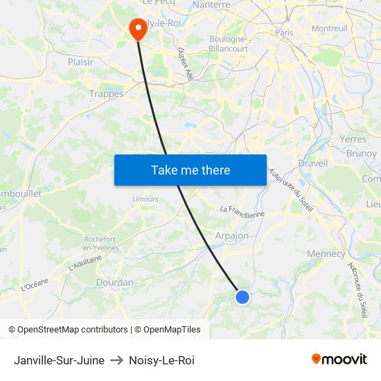Janville-Sur-Juine to Noisy-Le-Roi map