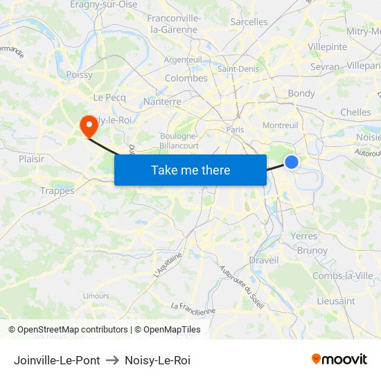 Joinville-Le-Pont to Noisy-Le-Roi map