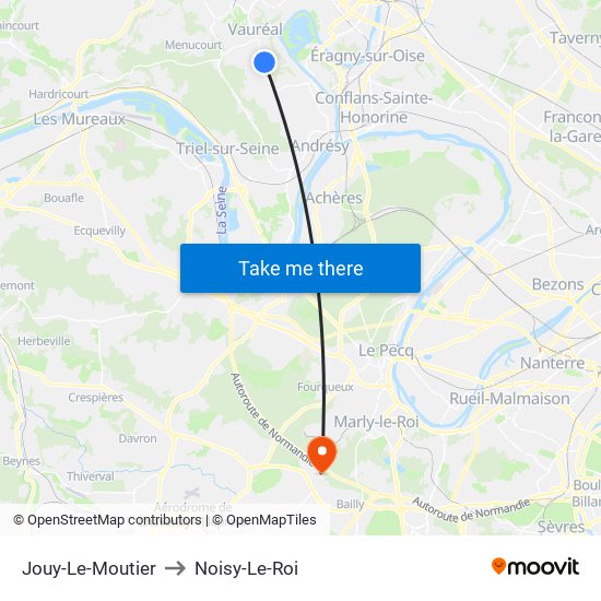 Jouy-Le-Moutier to Noisy-Le-Roi map