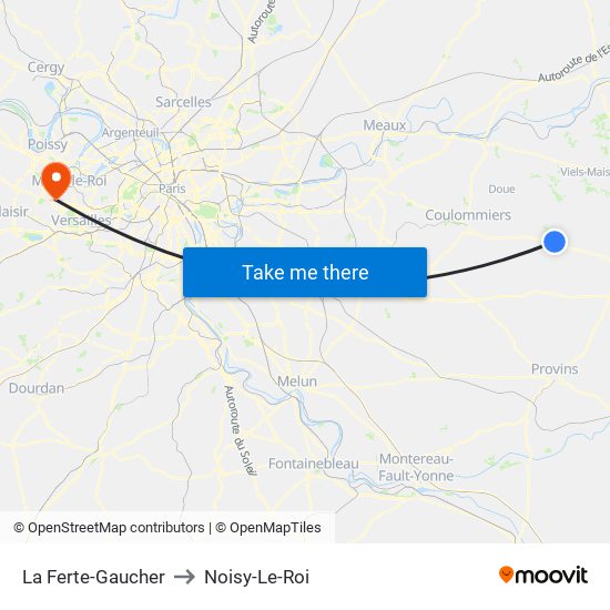 La Ferte-Gaucher to Noisy-Le-Roi map