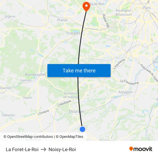 La Foret-Le-Roi to Noisy-Le-Roi map