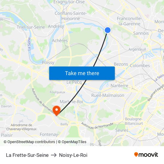 La Frette-Sur-Seine to Noisy-Le-Roi map