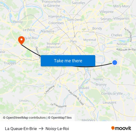 La Queue-En-Brie to Noisy-Le-Roi map