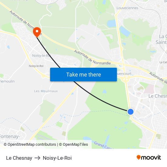 Le Chesnay to Noisy-Le-Roi map