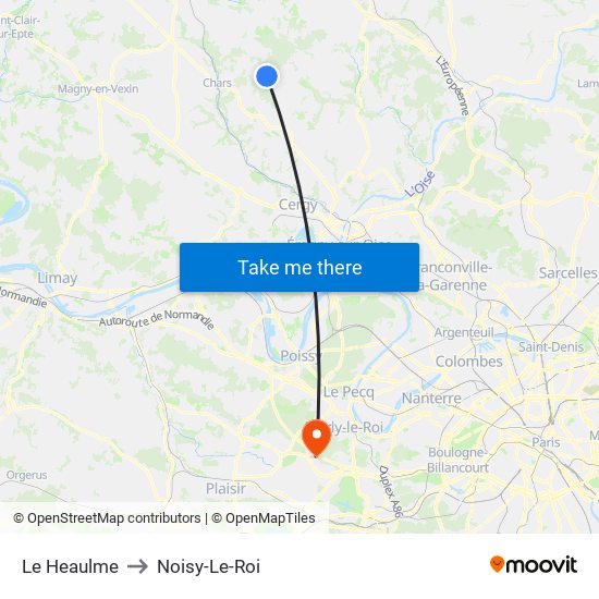 Le Heaulme to Noisy-Le-Roi map