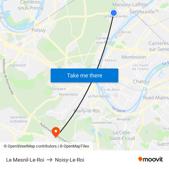Le Mesnil-Le-Roi to Noisy-Le-Roi map