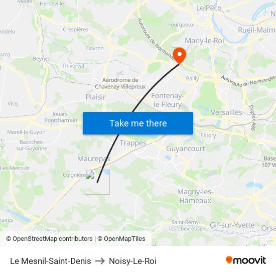 Le Mesnil-Saint-Denis to Noisy-Le-Roi map