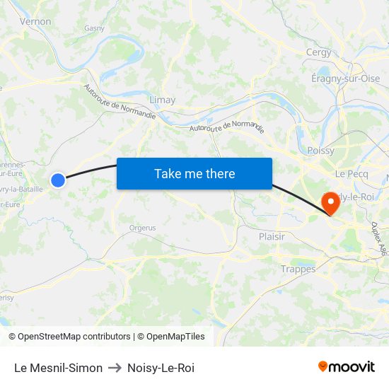Le Mesnil-Simon to Noisy-Le-Roi map