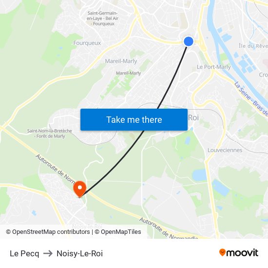 Le Pecq to Noisy-Le-Roi map