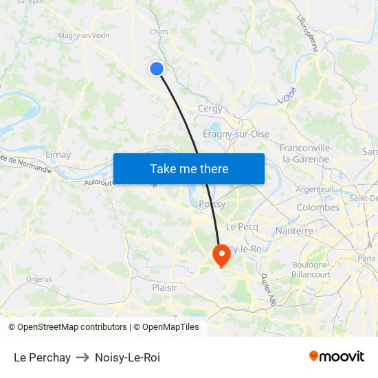 Le Perchay to Noisy-Le-Roi map