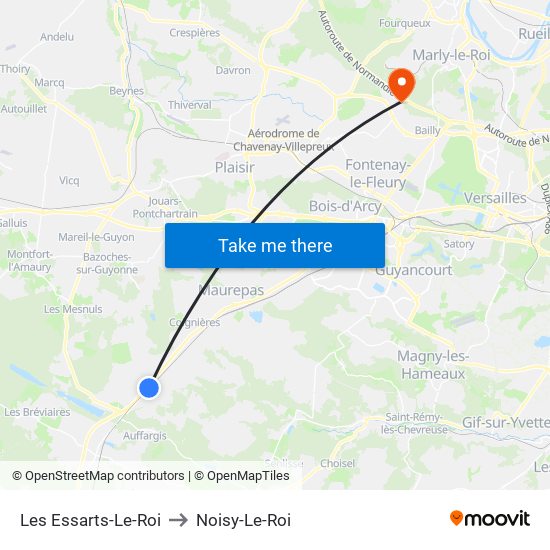 Les Essarts-Le-Roi to Noisy-Le-Roi map
