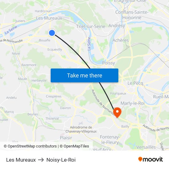 Les Mureaux to Noisy-Le-Roi map