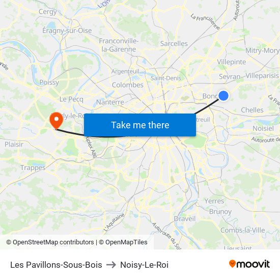 Les Pavillons-Sous-Bois to Noisy-Le-Roi map