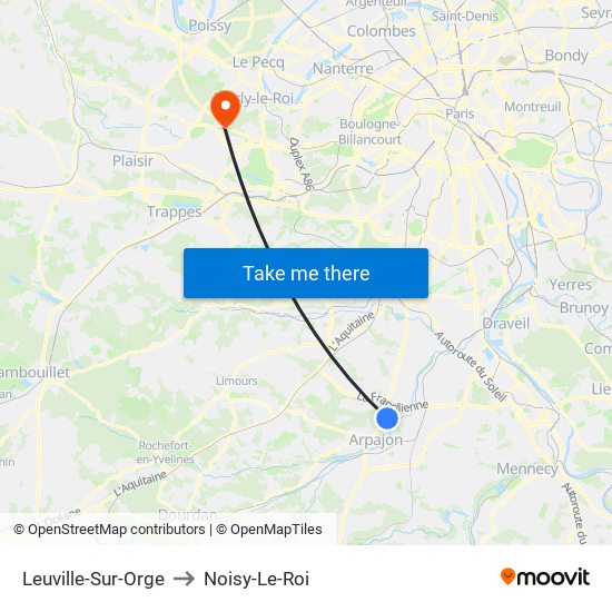 Leuville-Sur-Orge to Noisy-Le-Roi map
