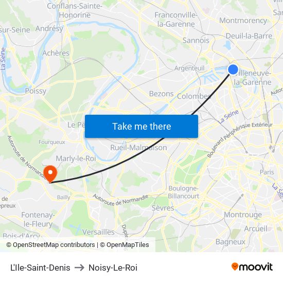 L'Ile-Saint-Denis to Noisy-Le-Roi map
