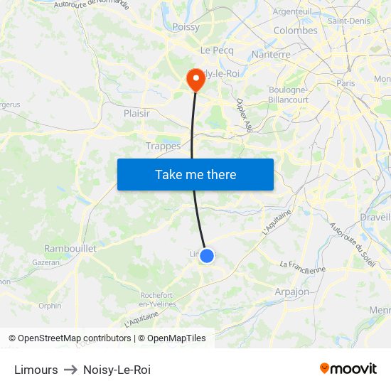 Limours to Noisy-Le-Roi map