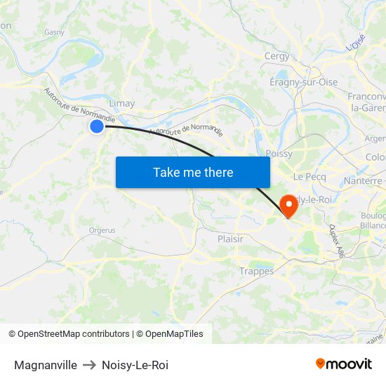 Magnanville to Noisy-Le-Roi map