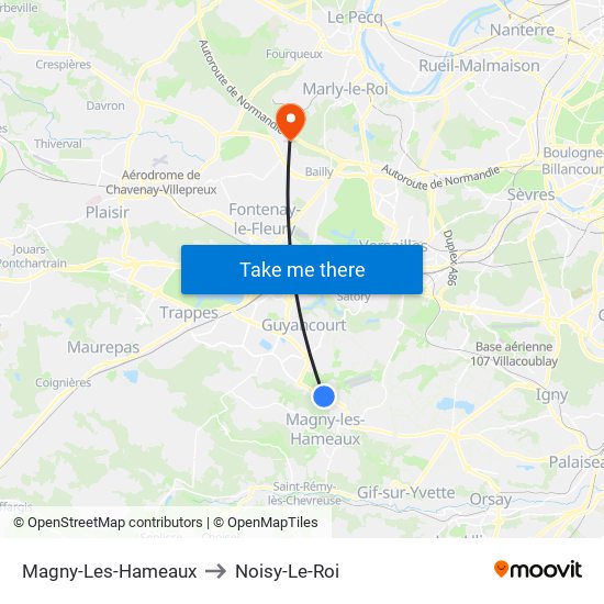 Magny-Les-Hameaux to Noisy-Le-Roi map