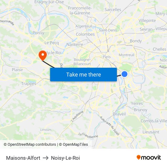 Maisons-Alfort to Noisy-Le-Roi map