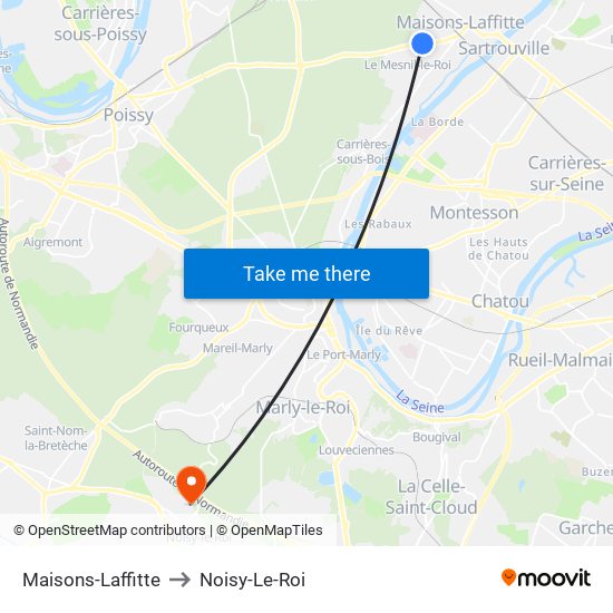 Maisons-Laffitte to Noisy-Le-Roi map