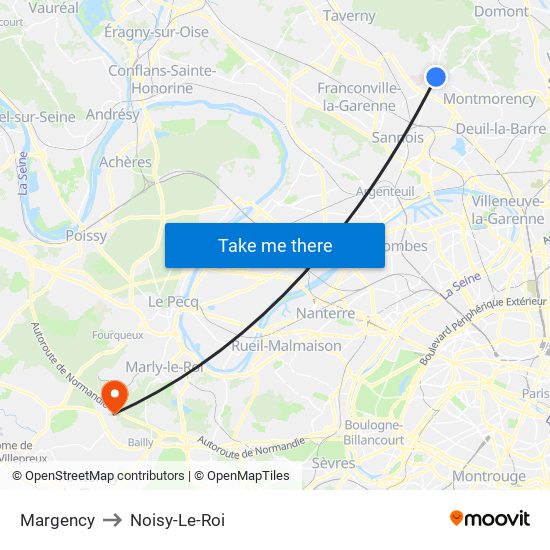 Margency to Noisy-Le-Roi map