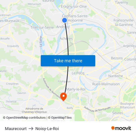 Maurecourt to Noisy-Le-Roi map
