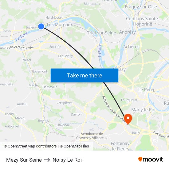 Mezy-Sur-Seine to Noisy-Le-Roi map