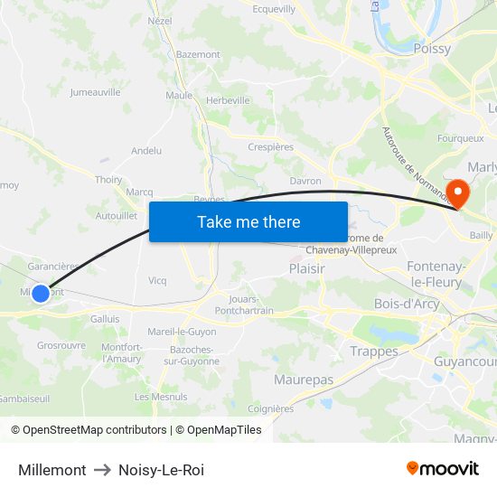 Millemont to Noisy-Le-Roi map