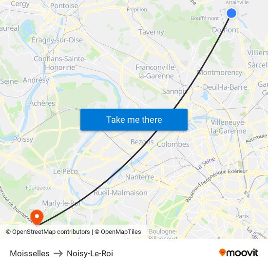 Moisselles to Noisy-Le-Roi map