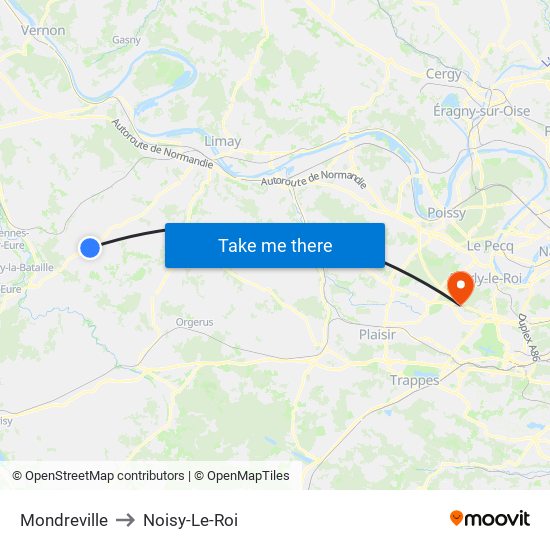 Mondreville to Noisy-Le-Roi map