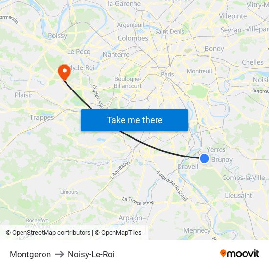Montgeron to Noisy-Le-Roi map