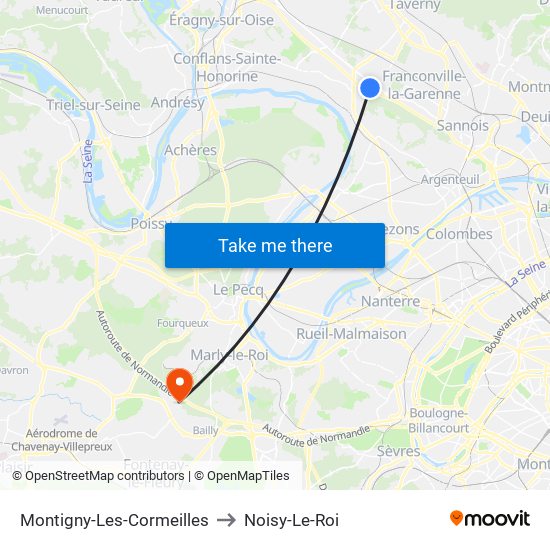 Montigny-Les-Cormeilles to Noisy-Le-Roi map