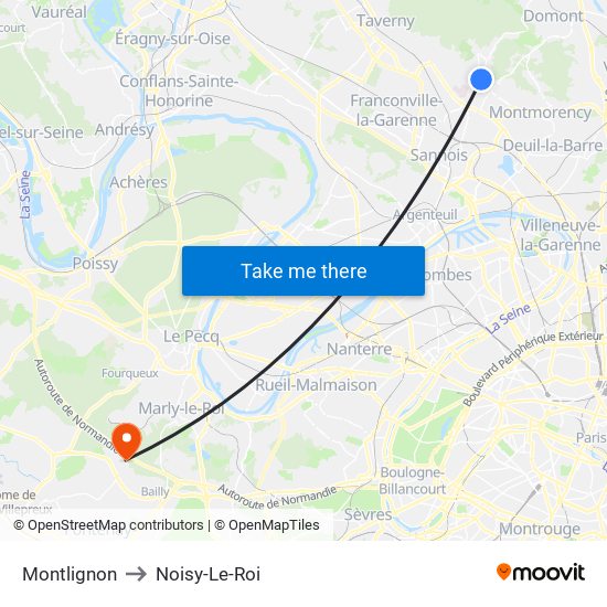 Montlignon to Noisy-Le-Roi map