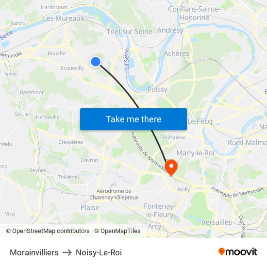 Morainvilliers to Noisy-Le-Roi map