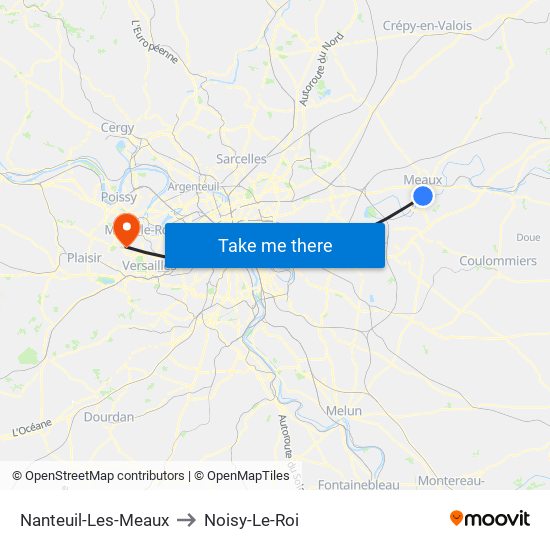 Nanteuil-Les-Meaux to Noisy-Le-Roi map