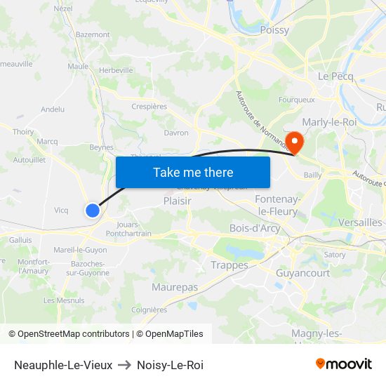 Neauphle-Le-Vieux to Noisy-Le-Roi map