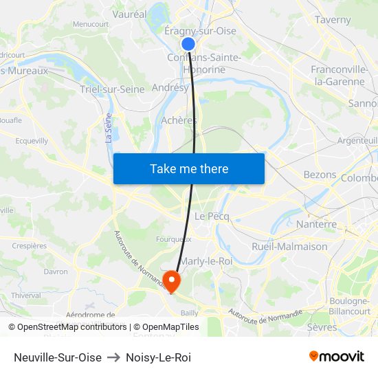 Neuville-Sur-Oise to Noisy-Le-Roi map
