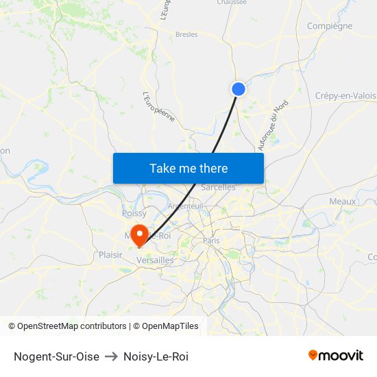 Nogent-Sur-Oise to Noisy-Le-Roi map